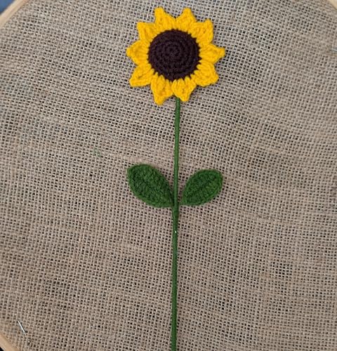 Image of Prapti Handicrafts Handmade Crochet Sunflower Artificial Forever Flowers for Vase, Home Decoration (3, Sunflower)
