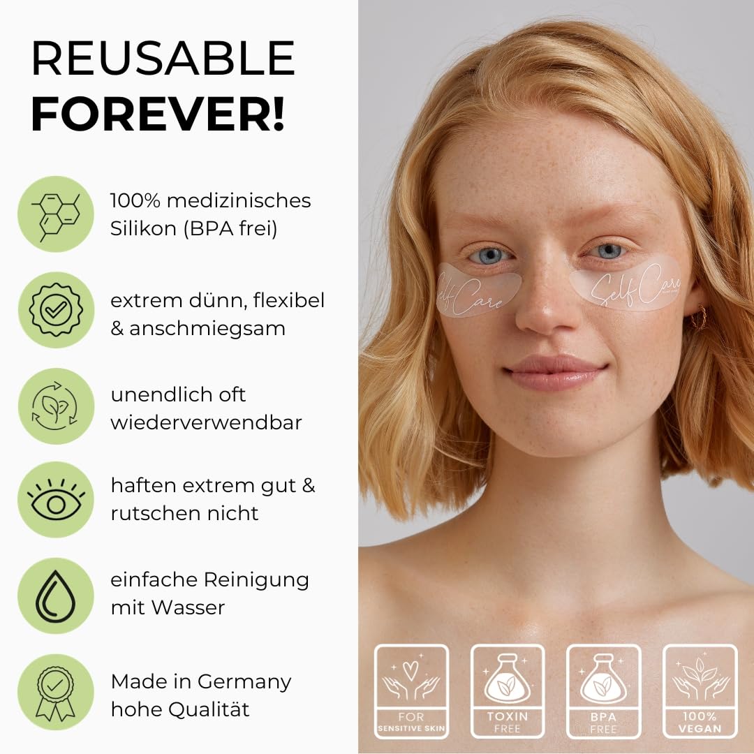 Wiederverwendbare Augenpads + 5ml augen serum – Made In Germany - gegen Anti-Aging, Tränensäcke & Fältchen - Award Winner 2022-100% medizinisches Silikon – The Original Since 2021