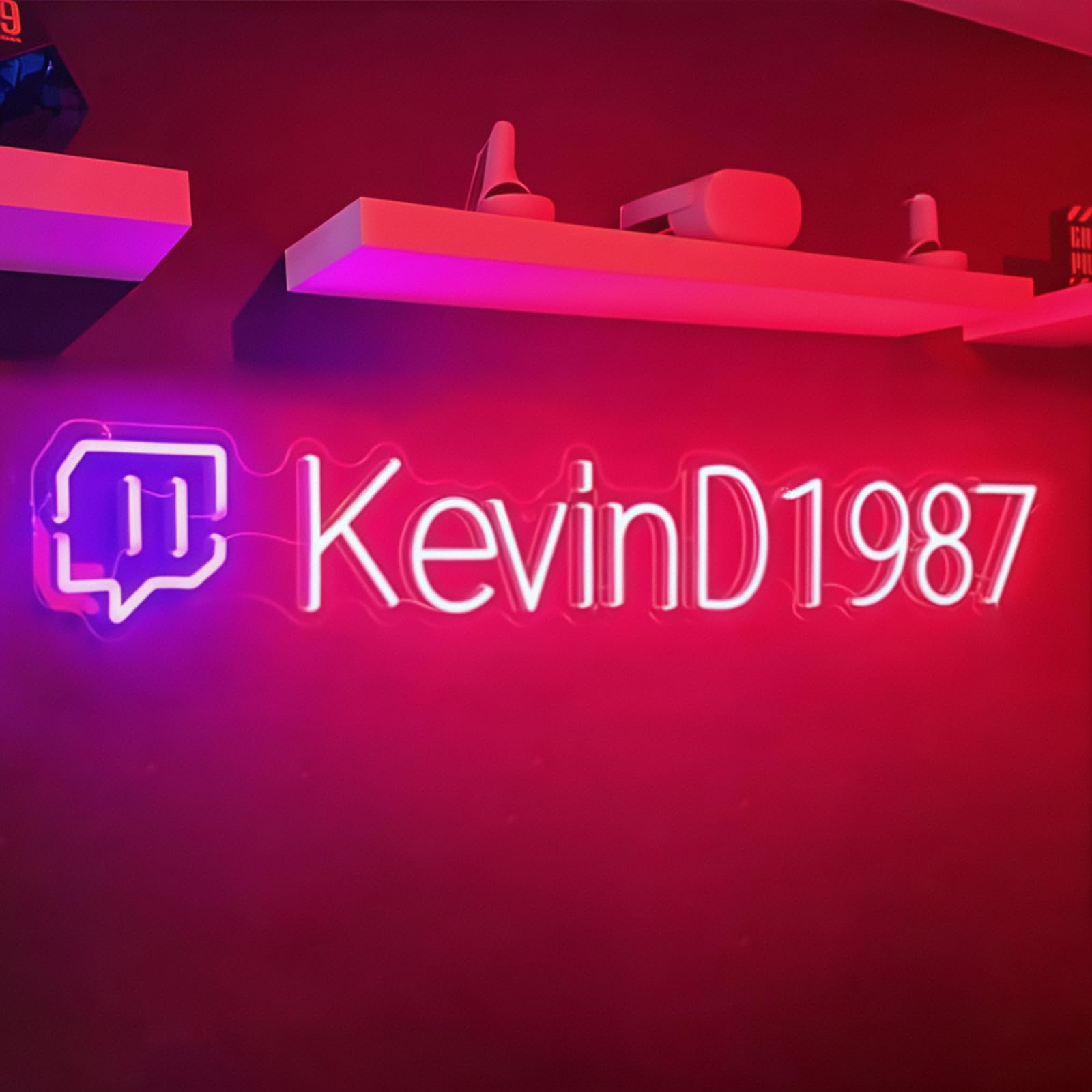 Custom Twitch Neon Sign, Personalized Gamer Tag LED Neon Light, Twitch Username Neon Live Streaming Sign Wall Decor Gift for Gamers, Social Media Streamers Influencers, Twitch Core Logo Business Sign