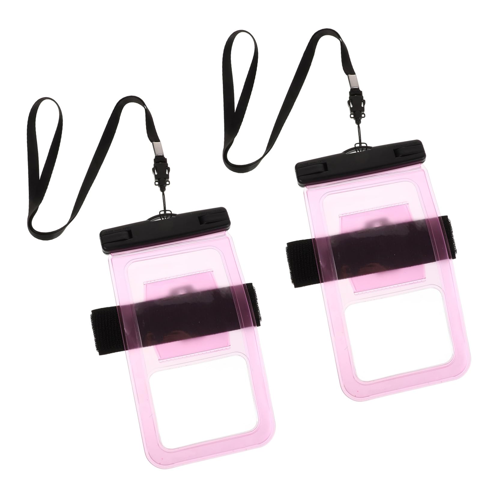 DIYEAH 2Pcs Phone Pouch Touchscreen Friendly PVC Cell Phone Dry Bag for Swimming Floating and Outdoor Use Lightweight Arm Sleeve Holder Pink