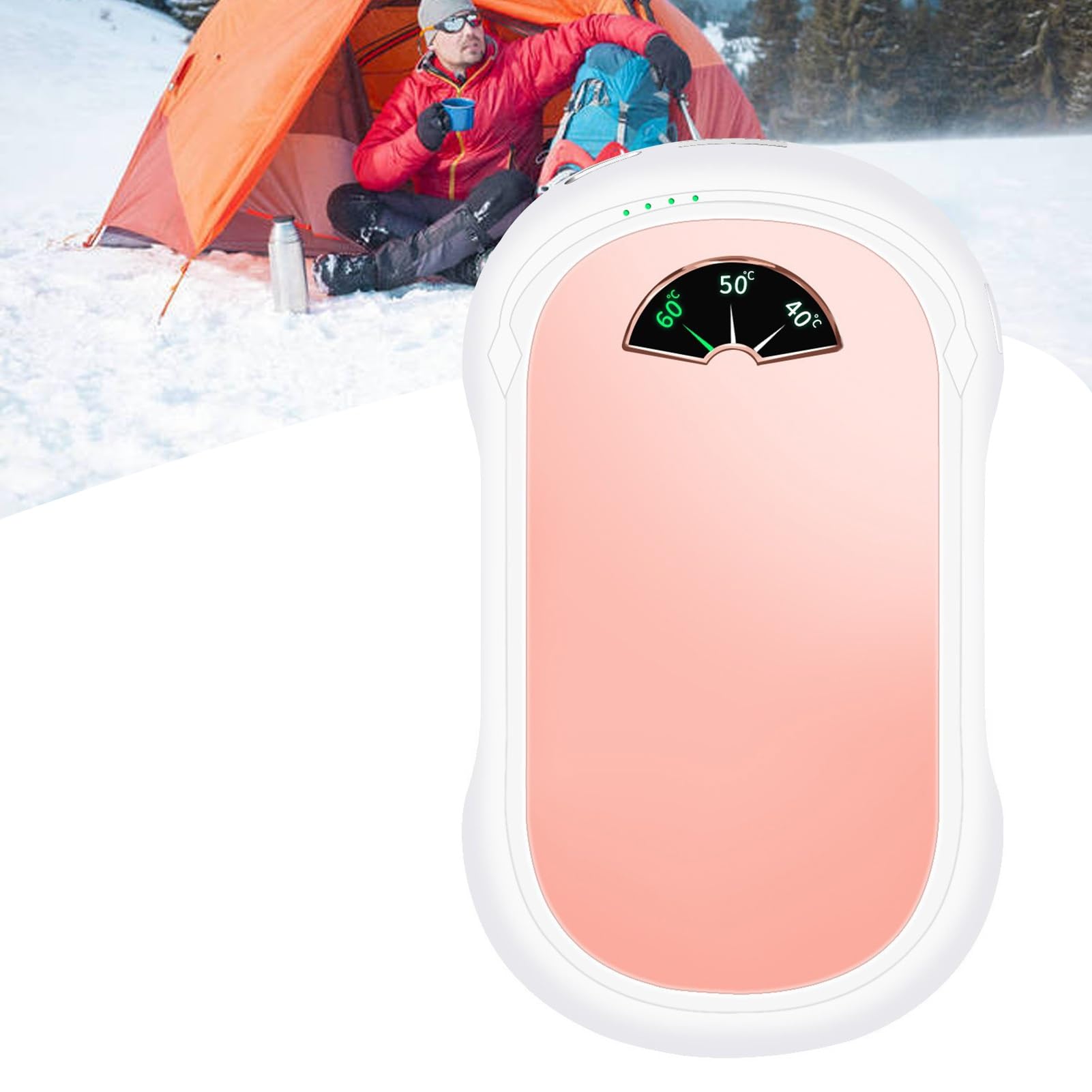 Chauffe - mains portable, chauffe - mains 10000mah, chauffe - mains électrique rechargeable pour Renault Golf camping, cadeau chaleureux (Color : Pink)