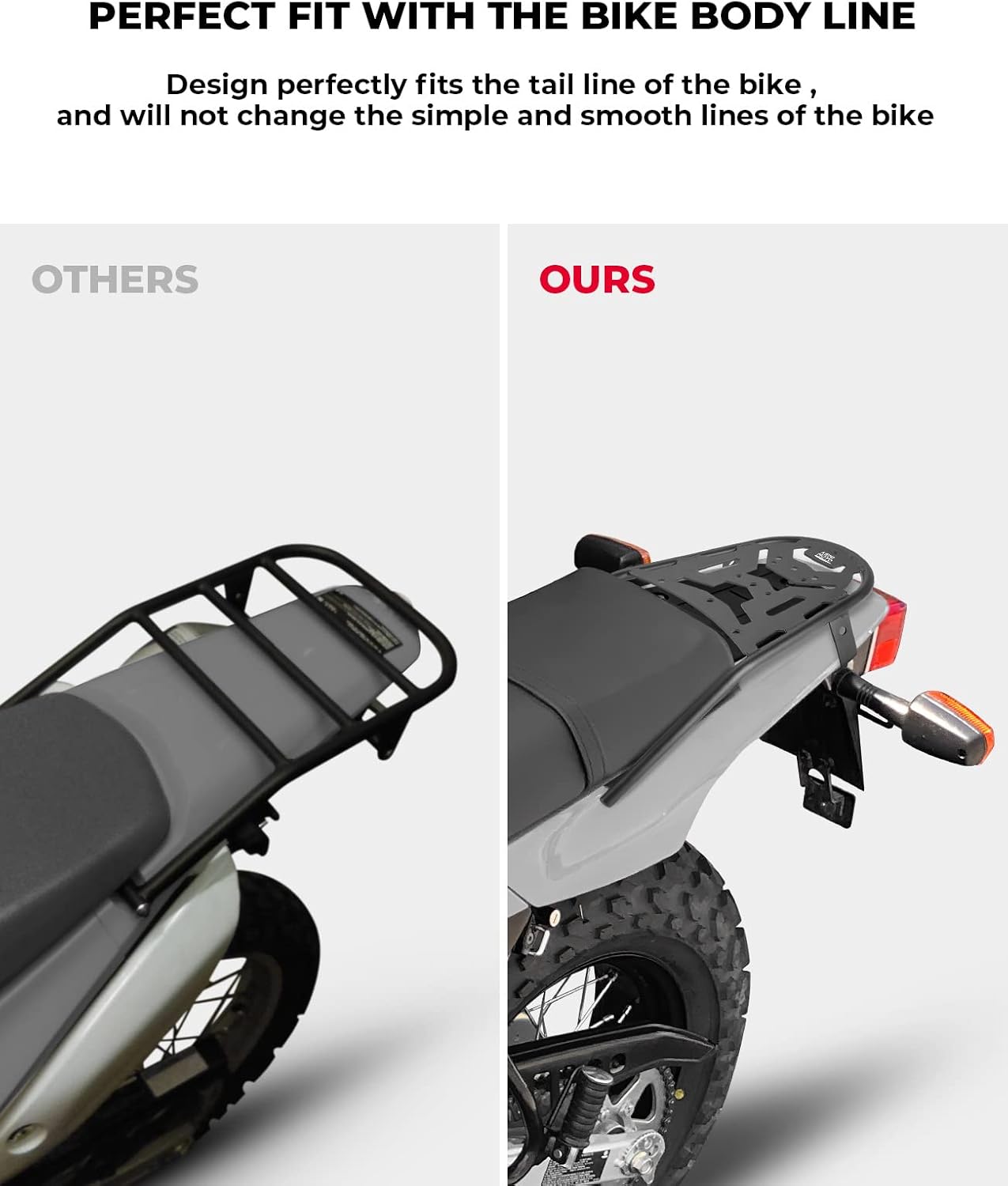 KEMIMOTO Motorcycle Rear Luggage Rack Compatible with TW200 1987-2026 Rear Rack Carrier Enduro Luggage Rack Rear Tail Storage Rack