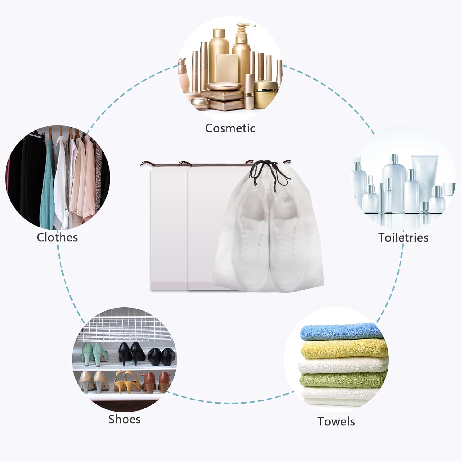 100 PCS Translucent Shoe Bags for Travel, Large Portable Shoe Bags with Drawstring, for Rainy Days Out (White) - Image 5