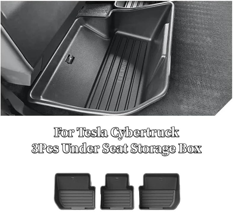 3Pcs for Tesla Cybertruck 2025 Under Seat Storage Box Waterproof Rear Seat Lower Box Case Organizer