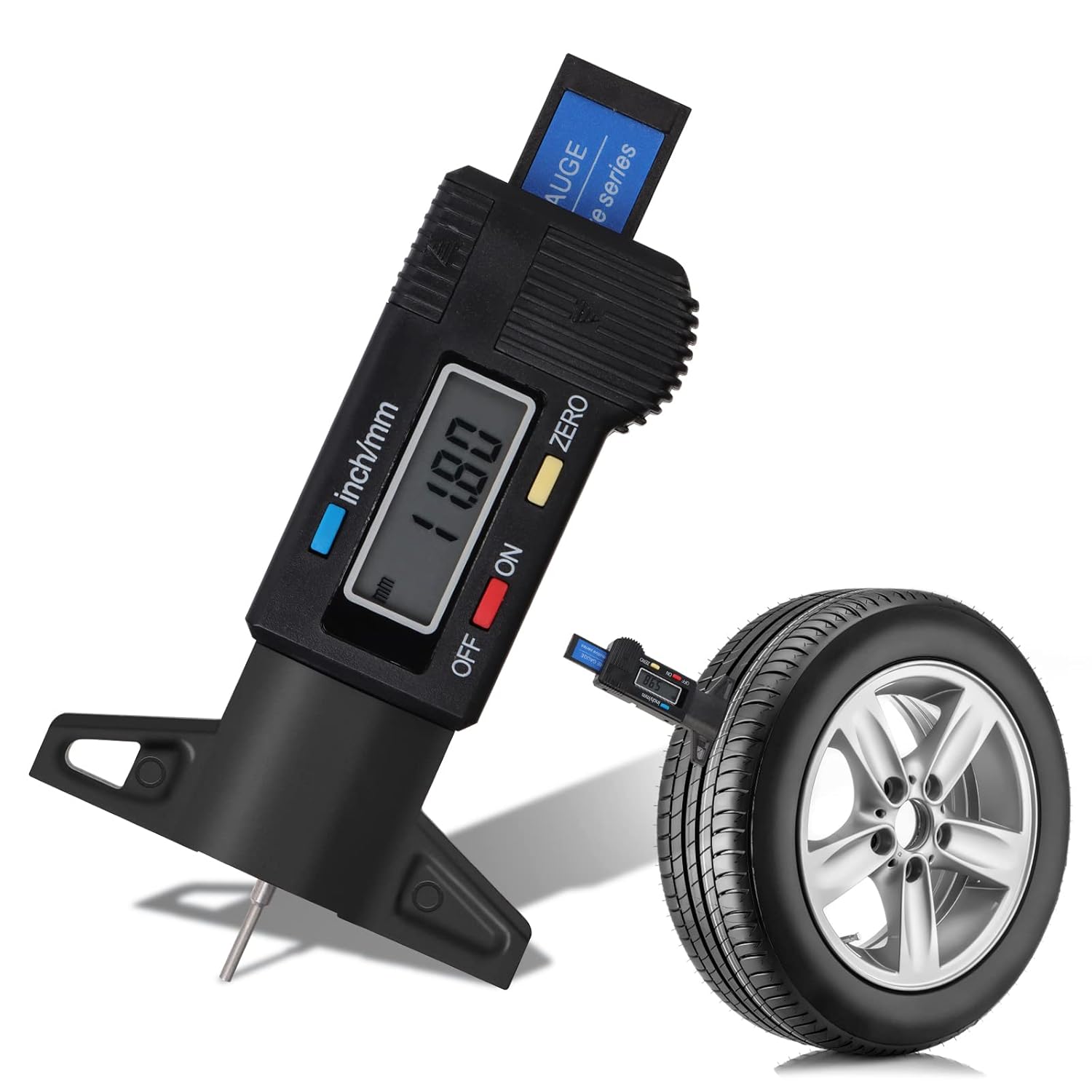 YANSHON Tyre Tread Depth Gauge, 0 to 25.4mm Digital Tread Gauge with