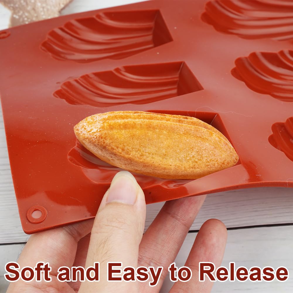 Surflyee 3 Pezzi Stampo Madeleine, Stampi per Madeleines in Silicone, Stampo per Madeleines, Stampi in Silicone a Forma di Conchiglia per Madeleine, Biscotti, Cioccolato, Caramelle, Budino