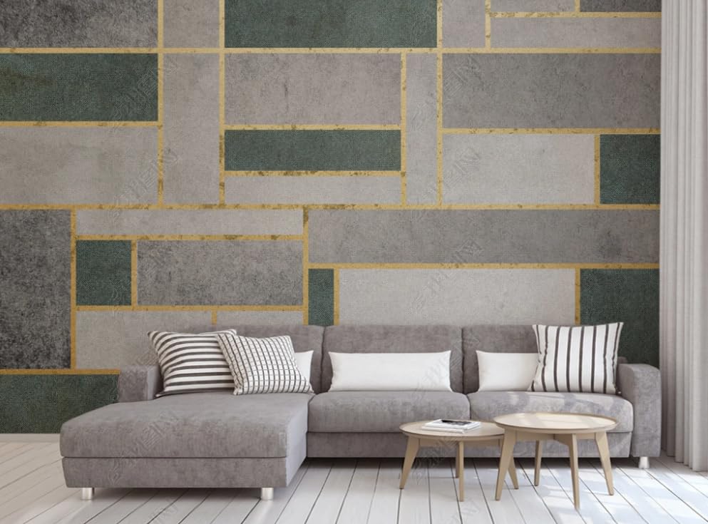 Papier peint intissé géométrie or haut de gamme 300x210 cm pour grand mur de chambre