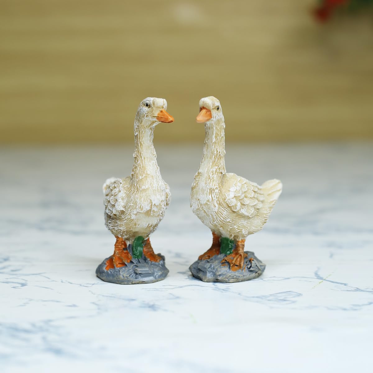 Wonderland Set of 2 Duck Resin Miniature Statues | for Bonsai Decoration, School Projects, DIY Crafts, Miniature Toys, Fairy Gardens, Photoshoot Props | Material Resin | Size 2.6 Inches Each