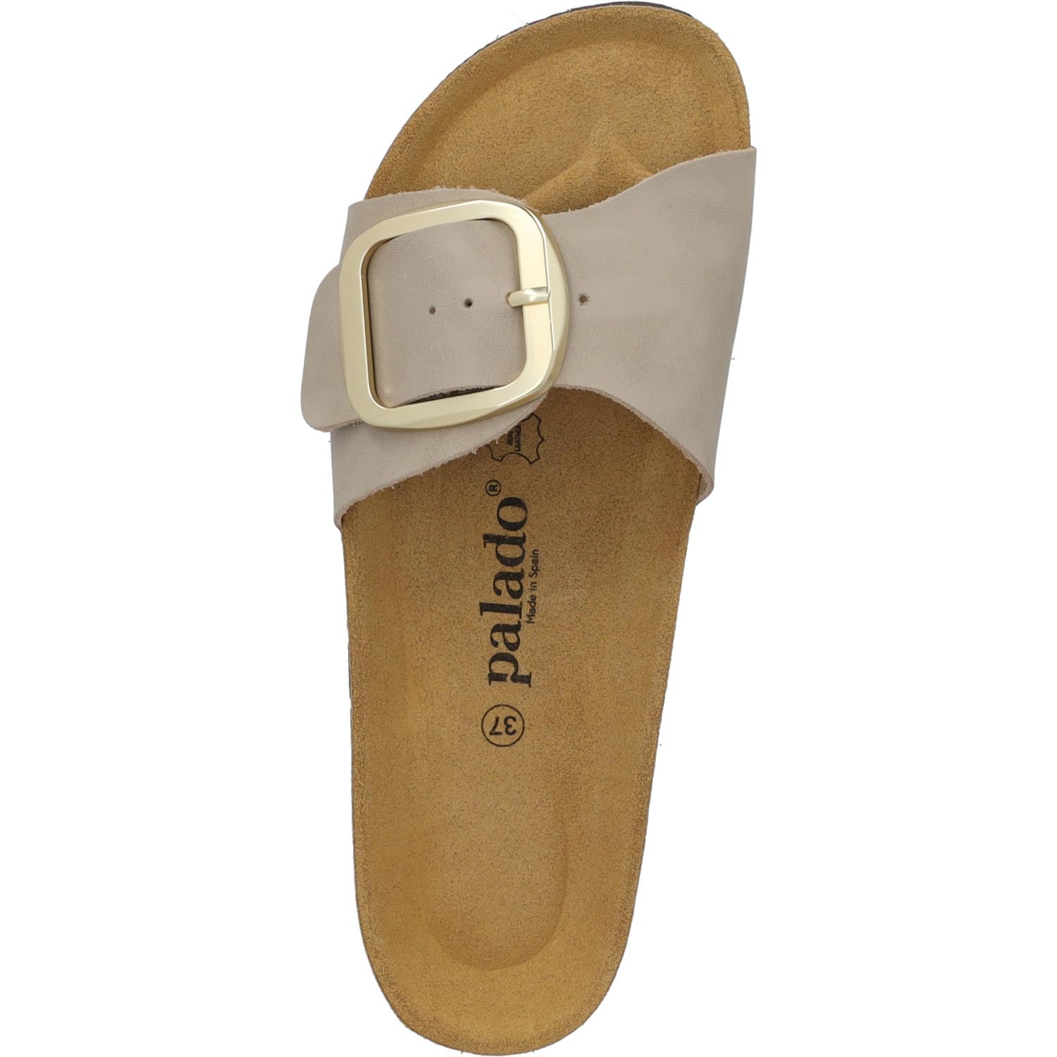 Palado Pantoletten Damen Malta MGS MP Premium Leather - elegante Sandalen Made in Spain - Hausschuhe mit Kork-Fußbett - bequeme Sommerschuhe
