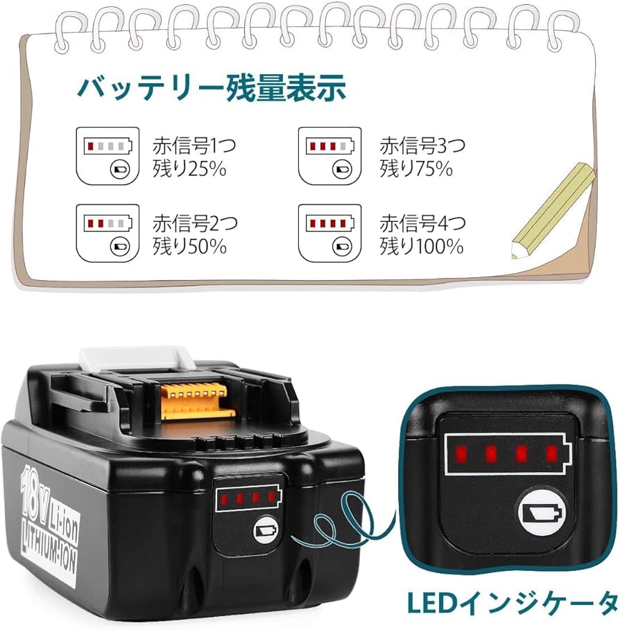マキタバッテリーBL1860B Amazon.co.jp: Ehomtikk BL1860B マキタ18Vバッテリー マキタ