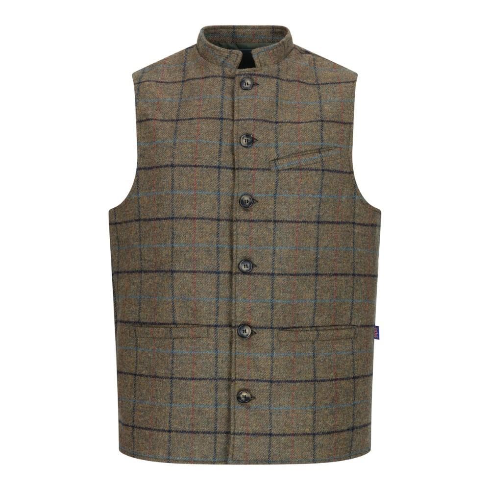 Walker And Hawkes Men's Castleton Green - Abraham Moon Tweed Nehru Waistcoat - Medium