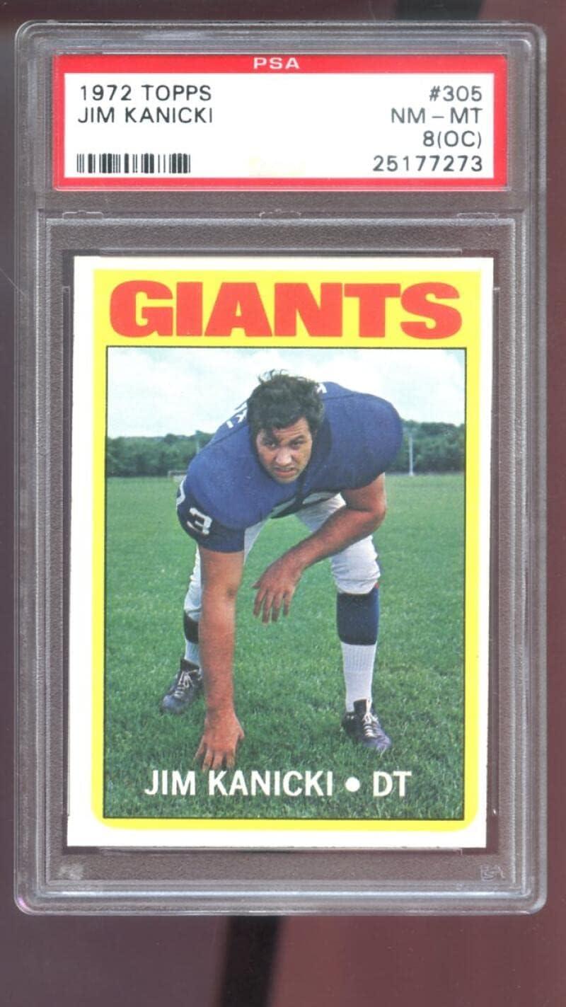 1972 Topps #305 Jim Kanicki PSA 8 (OC) Graded Football Card HIGH NUMBER NFL New York Giants