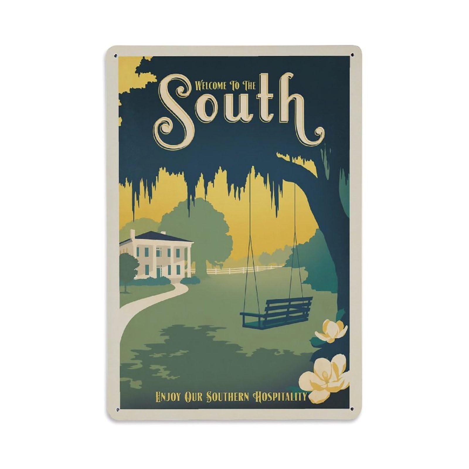Vintage Poster The South Metal Tin Sign Wall Decor for Cafe, Club, Garden Metal Poster 8x12Inch