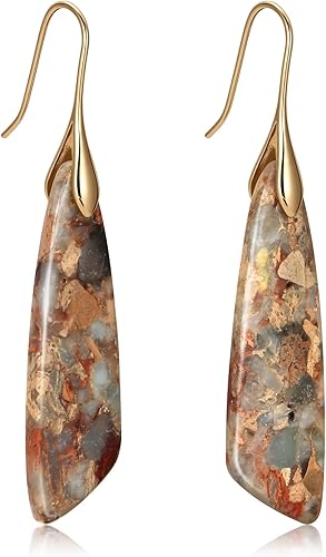 MJartoria Aretes de piedra para mujer, aretes colgantes vintage de moda, aretes de gota, aretes llamativos, joyería de regalo