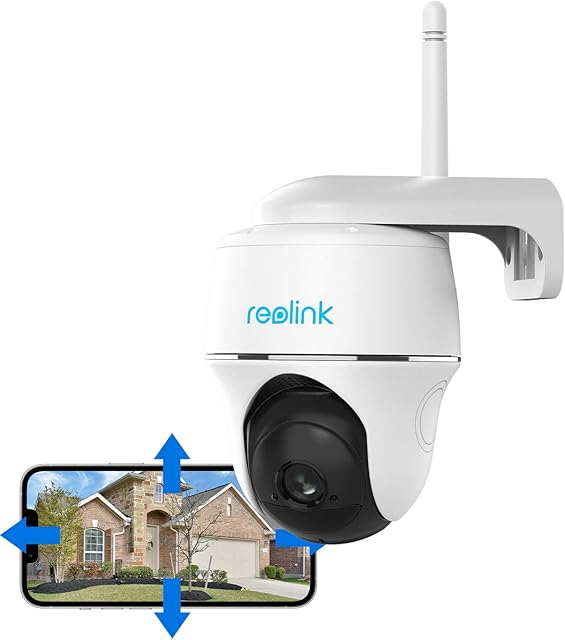 Reolink 2K Wireless Security Camera Outdoor with Person/Vehicle Detection, 360° Pan-Tilt View Solar/Battery Operated CCTV Camera, 128GB Storage, Time Lapse, 2-Way Audio, Smart Detection, Argus PT-4MP