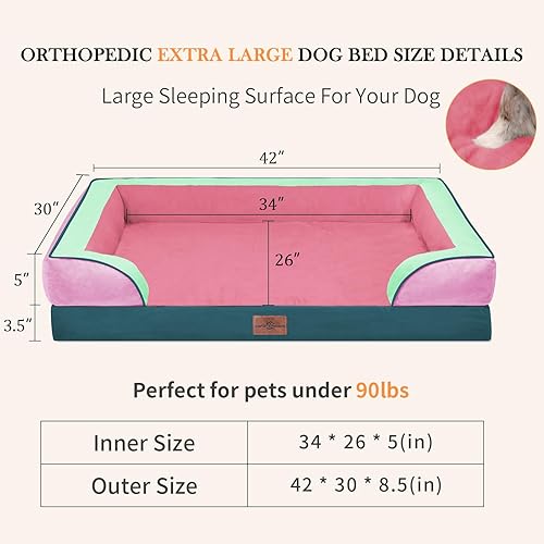 Miniatura 464 de Comfort Expression - Cama ortopédica para perros extragrandes, 53 x 42 pulgadas, cama impermeable y de apoyo de espuma con cojines removibles, con