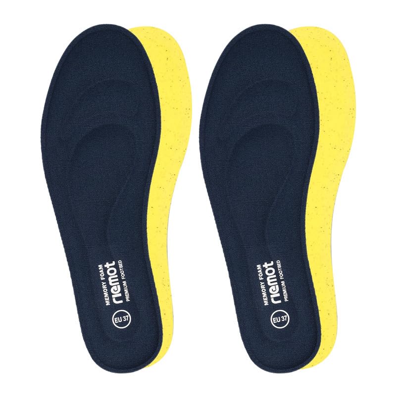 riemot 2 Paar Memory Foam Einlegesohlen für Damen Herren Komfort Einlegesohlen Weich Schuheinlagen für Sneaker Arbeitsschuhe Stiefel für Sport Freizeit und Beruf EU36-47