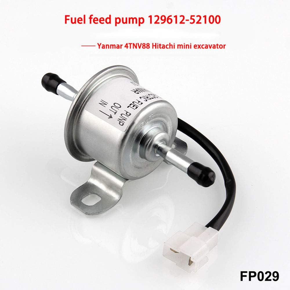 Pompa elettrica del carburante, 129612-52100 Pompa di alimentazione del carburante adatta per Yanmar 4TNV88, sostituzione esterna 12V adatta per piccoli escavatori Hitachi