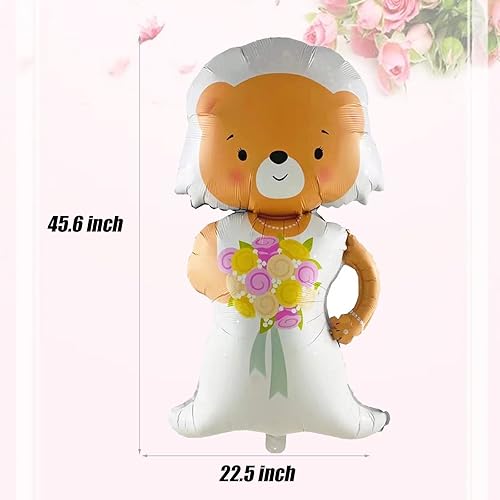 Miniatura 6 de Juego de 2 globos de película de aluminio para novio, novia, oso de boda, brazo en brazo, globos para parejas, suministros de decoración para el Día