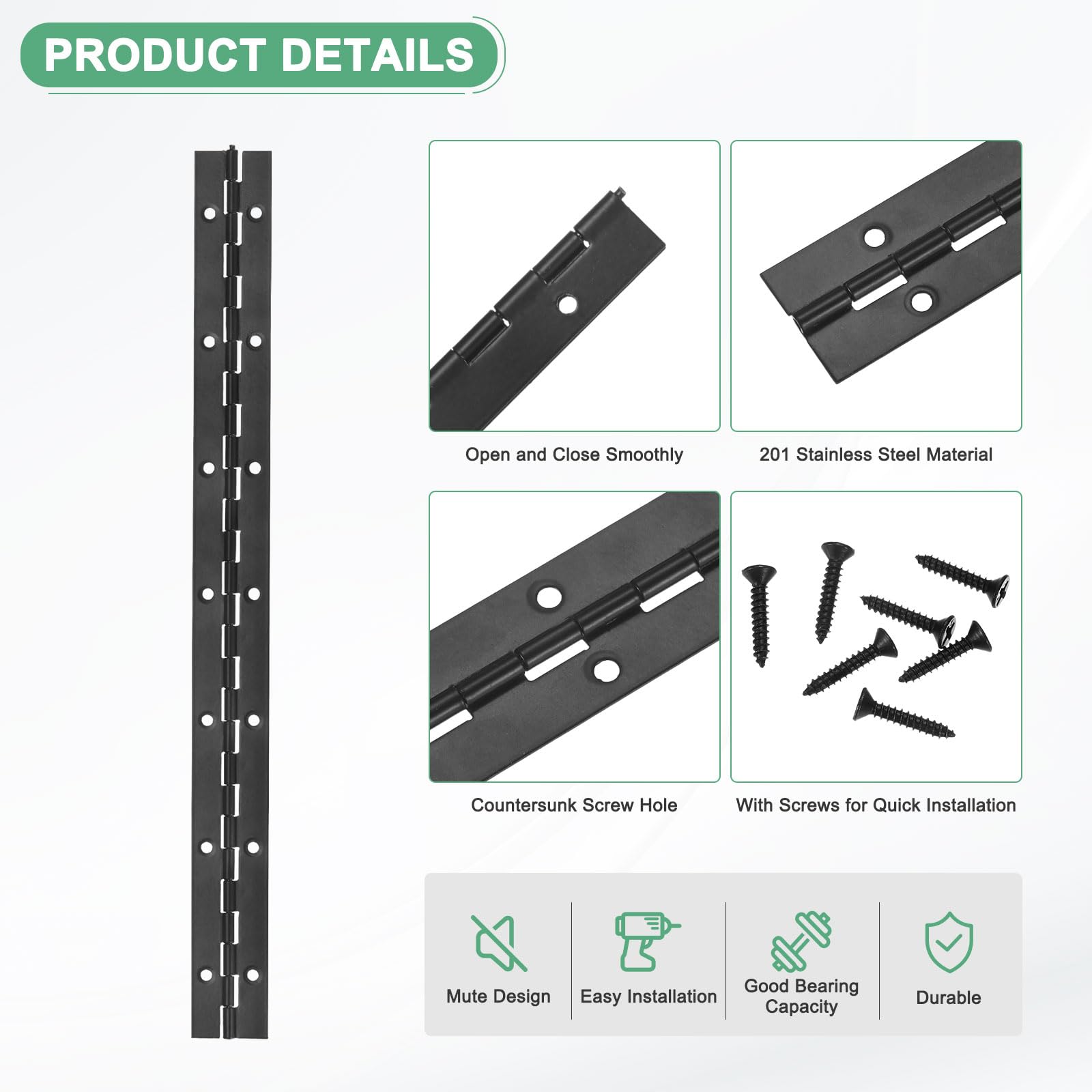 M METERXITY 2-Pack Piano Hinges - Image 2