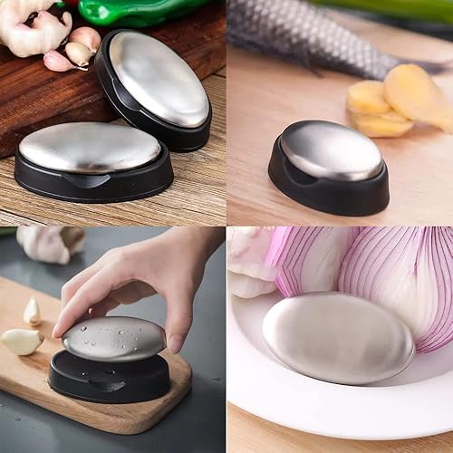 Miniatura 6 de BIUWING Jabón de acero inoxidable, 3 piezas de jabón en barra de acero inoxidable, jabón de metal, barra de jabón para eliminar olores con jabonera,