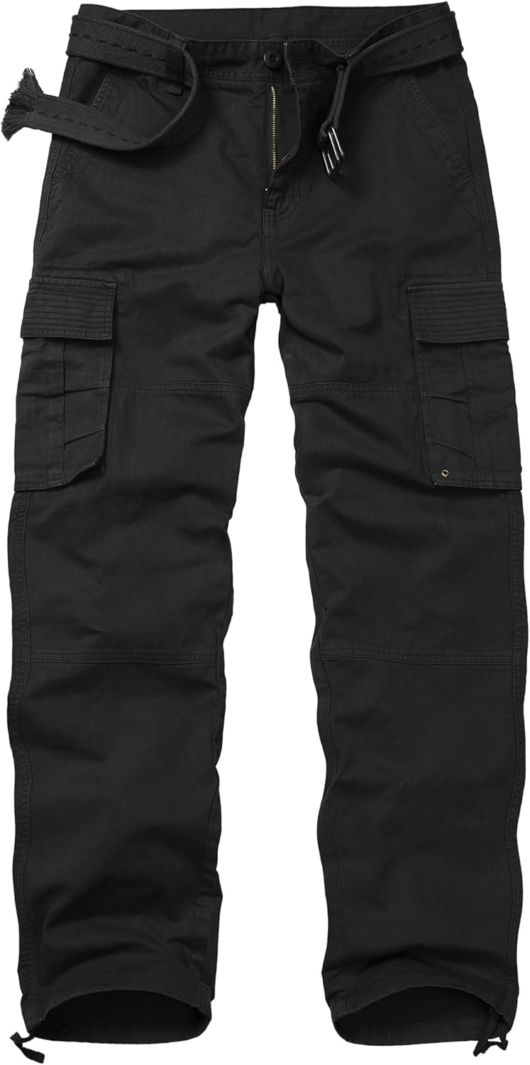 Men’s Cargo Pants Relaxed Fit Camo Work Pants Casual Tactical Hiking Pants with 6 Pockets No Belt