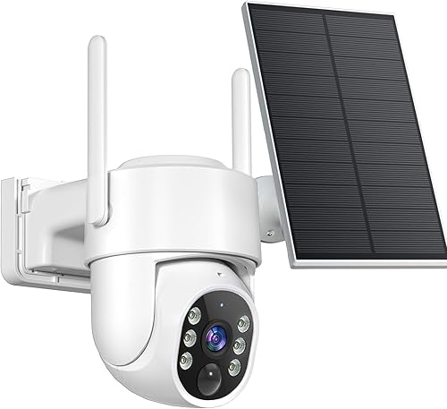Cámaras de seguridad solar de 4MP inalámbricas para exteriores, cámara de seguridad WiFi exterior con visión nocturna a color, cámara solar y