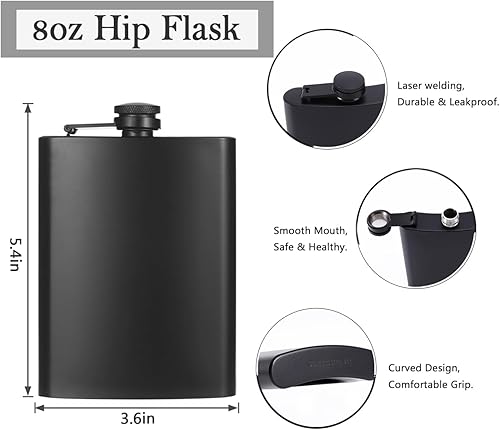 Miniatura 2 de Frasco de cadera personalizado con inicial de 8 onzas con embudo. Letra J de acero inoxidable personalizado para hombres, regalo para bodas,