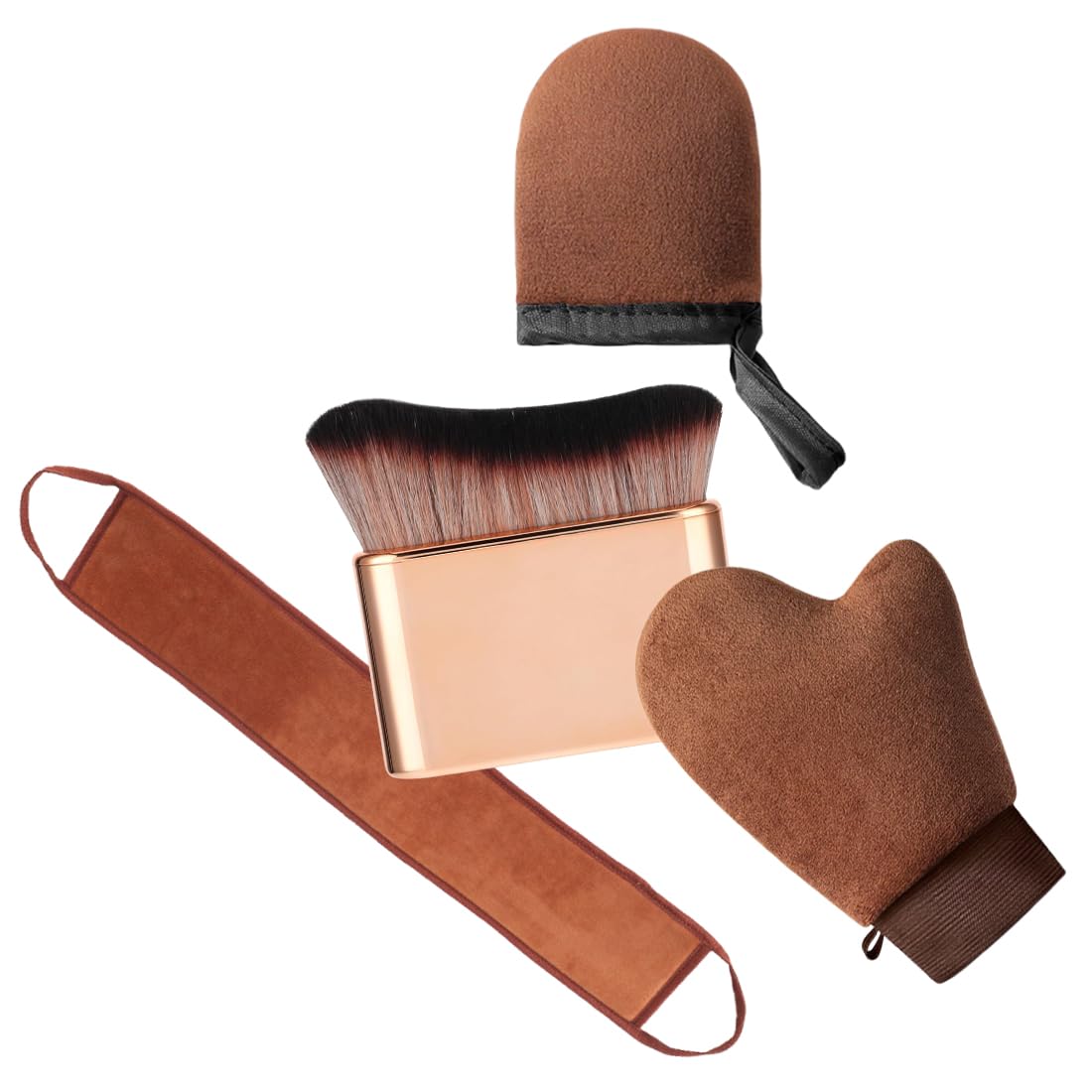 YUZNA Set Applicatore Autoabbronzante 3 in 1 - Guanto per Self Tan, Pennello per Abbronzatura e Strumento per Applicazione sulla Schiena