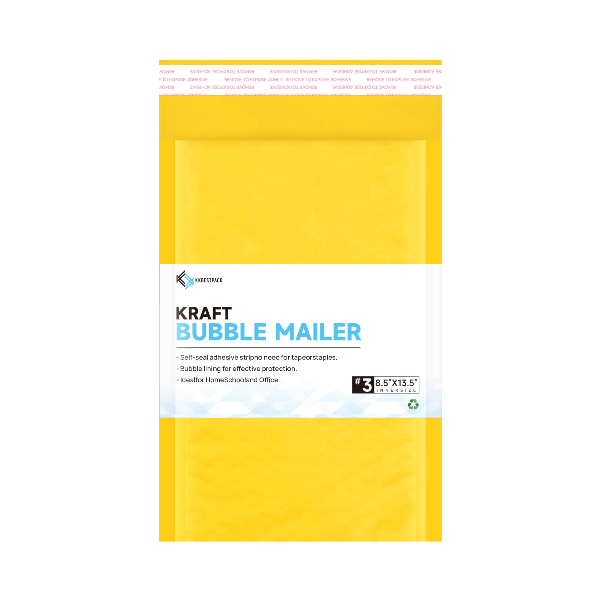 Kkbestpack 8.5x14.5 Inch Kraft Bubble Mailers #3, Self-Seal Padded Mailing Envelopes, Pack of 100