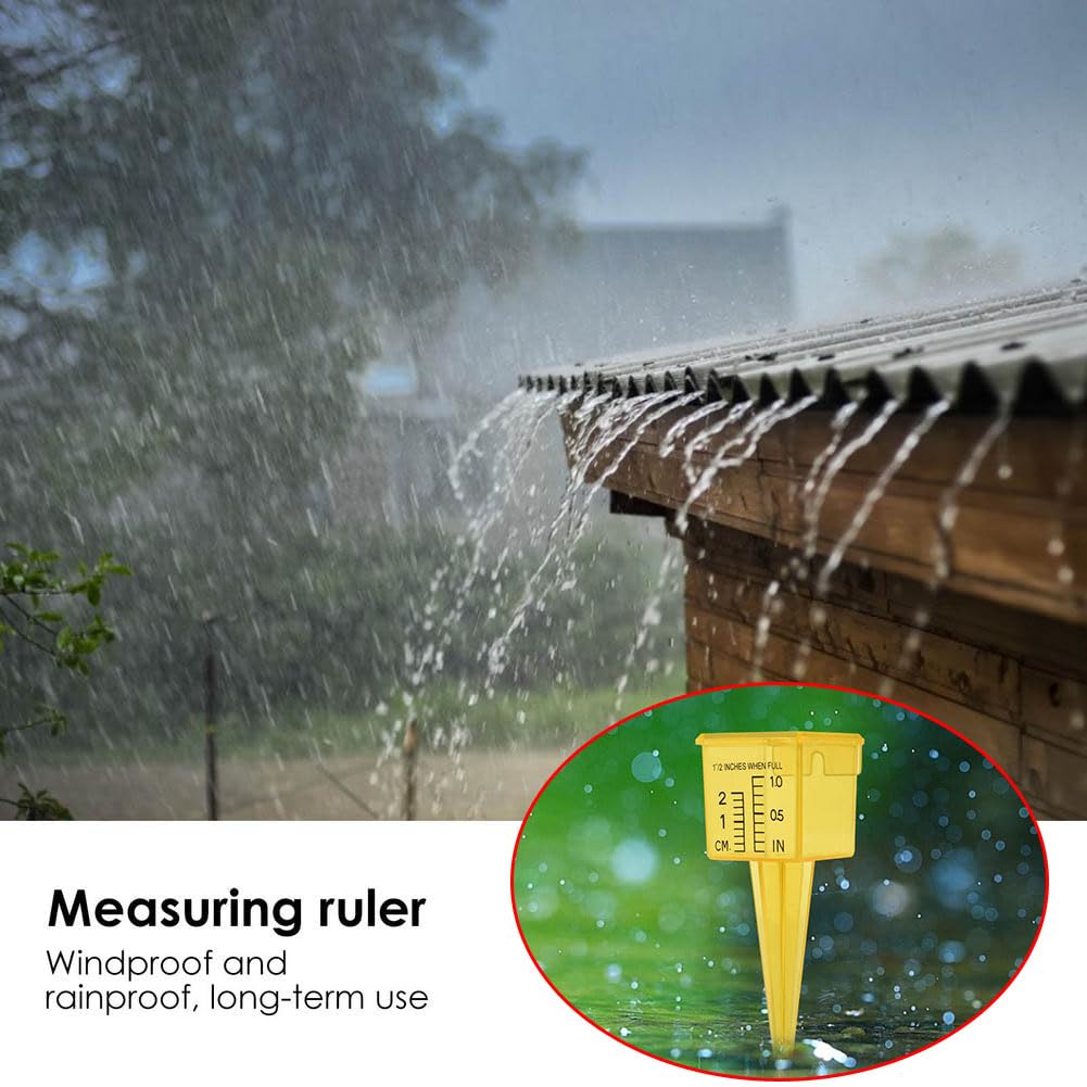 5 Pluviomètres De Jardin En Plastique - Jaune - Pour Mesurer La Pluie Et Gérer L'Arrosage