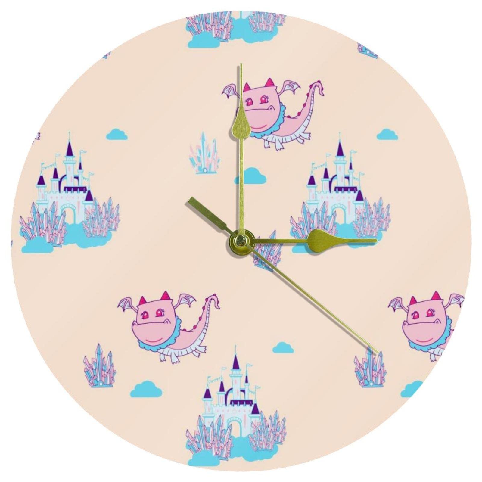 Horloge murale ronde Dragon Fly Dinosaure pour décorer la chambre ou le bureau