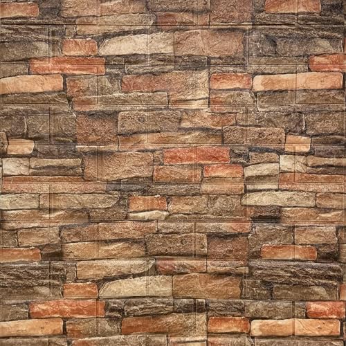Jig-Tik 70 x 77 CM 3D Brick Wallpaper | Self-Adhesive Peel & Stick Wall Covering | Waterproof Decorative Sticker for Home, Bedroom & Living Room Décor (Pack of 1, 5.8 Sq. Ft. Approx)