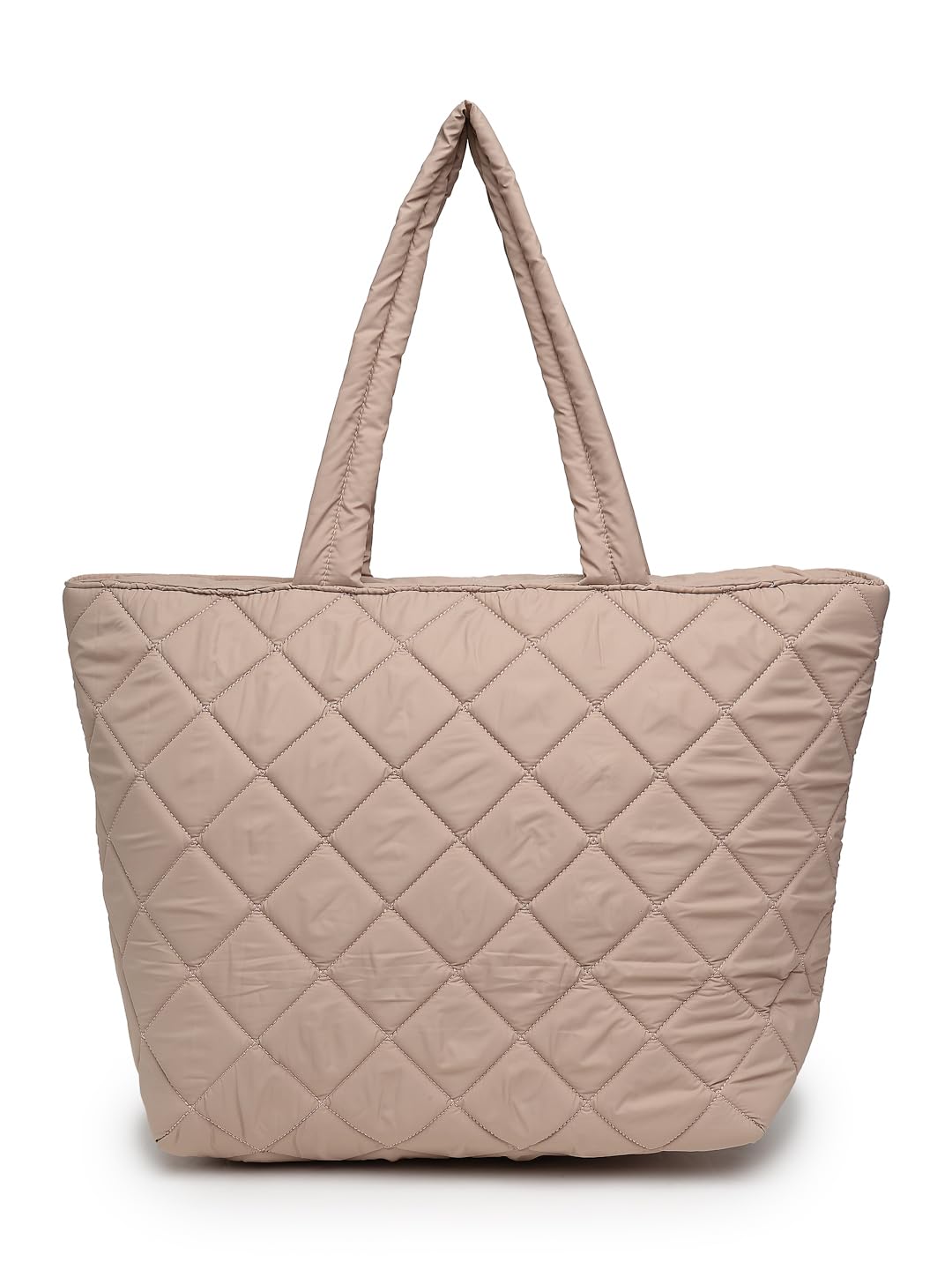 Anekaant Uno Tan Polyester Diamond Quilted Handheld Bag 3