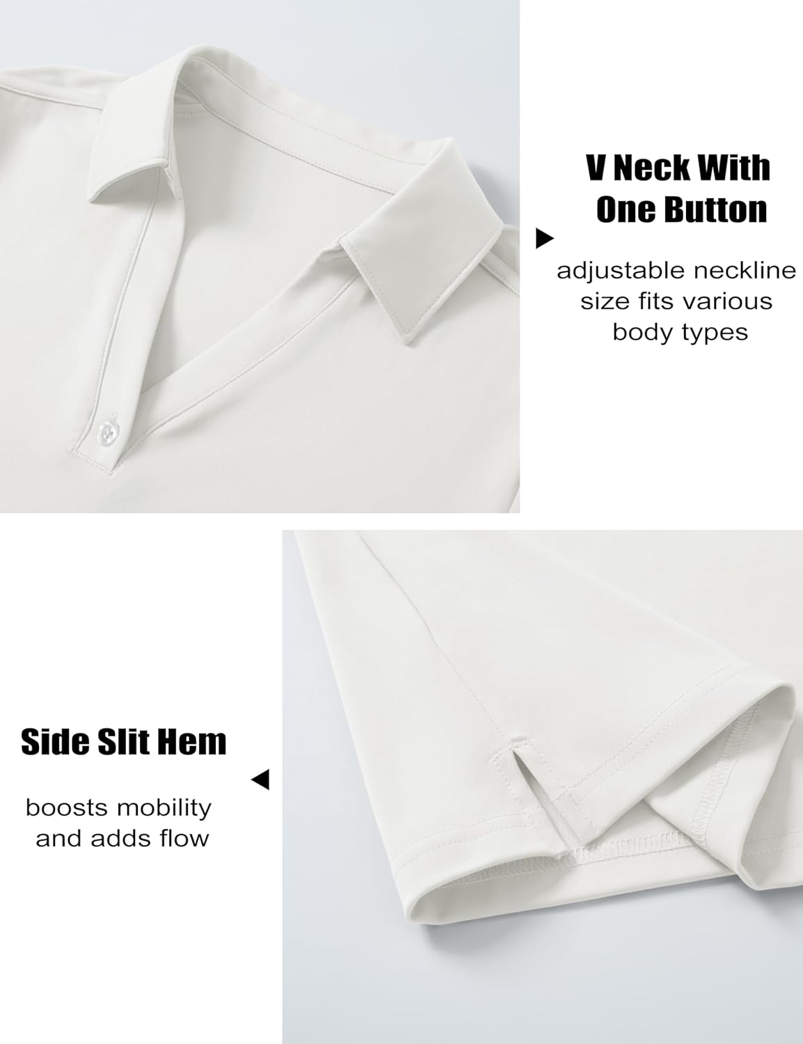 MAGCOMSEN Women's Polo Shirts Short Sleeve UPF 50+ Sun Protection Golf Shirt V Neck Collared Tops Dry Fit - Image 5