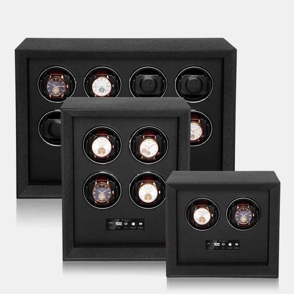 MODALO SafeSystem Uhrenbeweger – Automatischer Watch Winder für 2/4 / 8/12 Uhren, geeignet für Tresore, leiser Motor, luxuriöse zur sicheren Aufbewahrung
