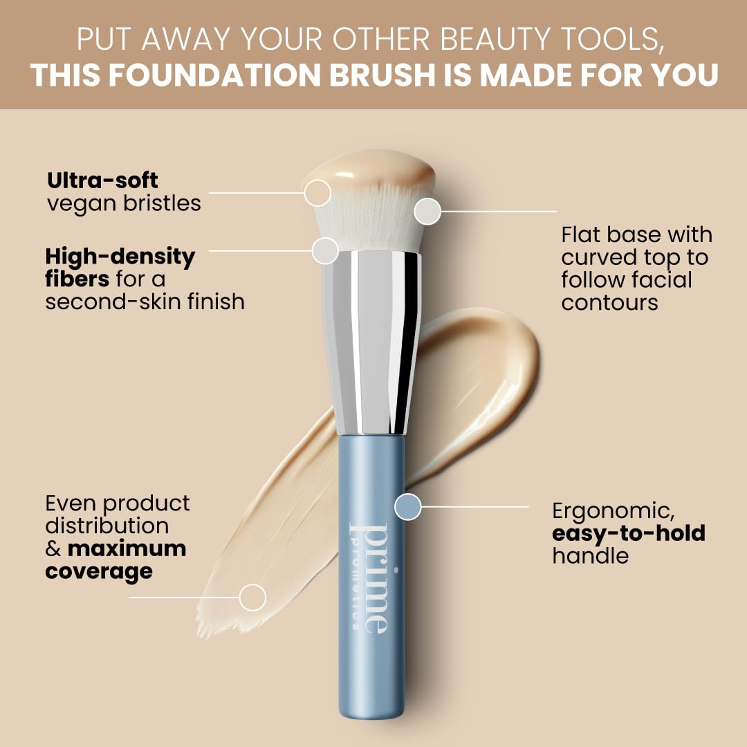 PRIME PROMETICS Prime Prometics PrimeSkin pennello per fondotinta liquido per donne mature: setole ultra morbide per una copertura uniforme e senza venature, finitura uniforme e naturale, ideale per