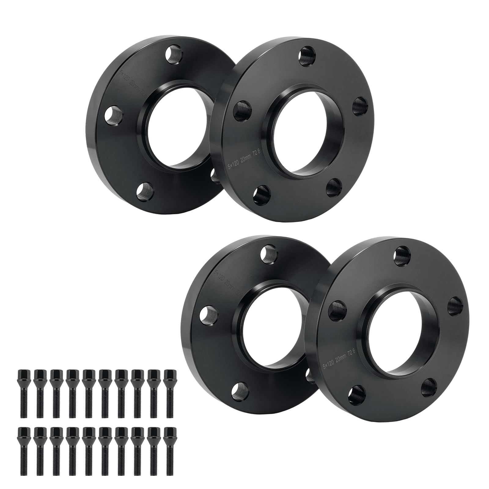 GEARMONSTER 4xSpurverbreiterung 15mm & 20mm Distanzscheiben Set LK:5x120mm NLB:72.6mm Spurverbreiterungen mit 20 Stück Radschrauben M12x1.5mm 40/45mm für BMW 3er