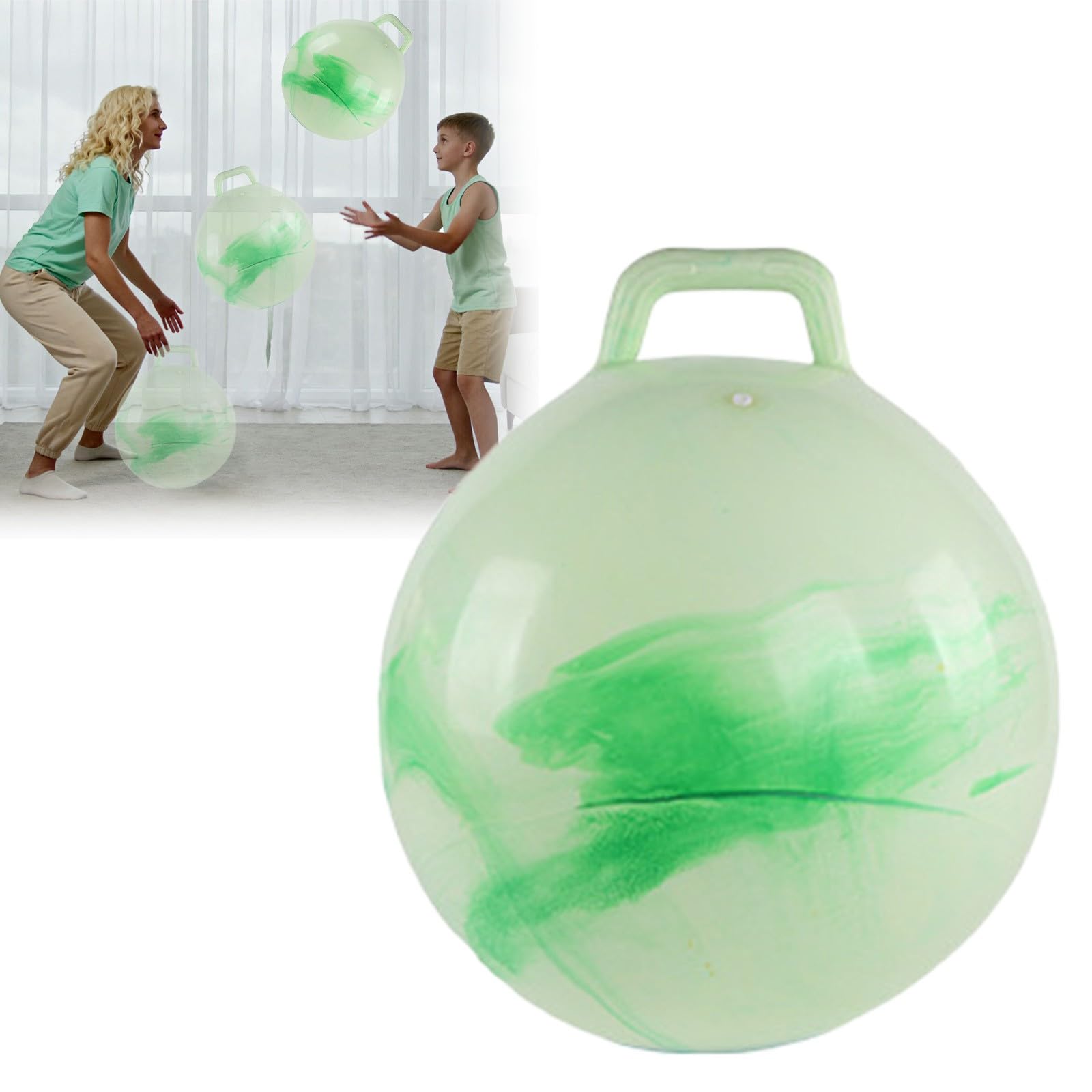18 Inch Planet Space Hopper Ball with Handle, Sit On Hippity Hop Exercise Bouncy Hop Ball for Kids, Indoor Outdoor Garden Play Hopper, Active Play Toy for Family Activities
