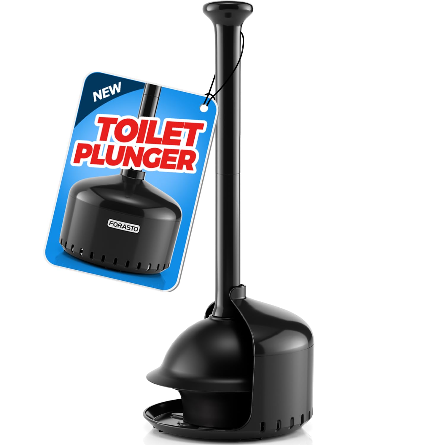 Photo 1 of FORASTO Toilet Plunger with Holder - Black