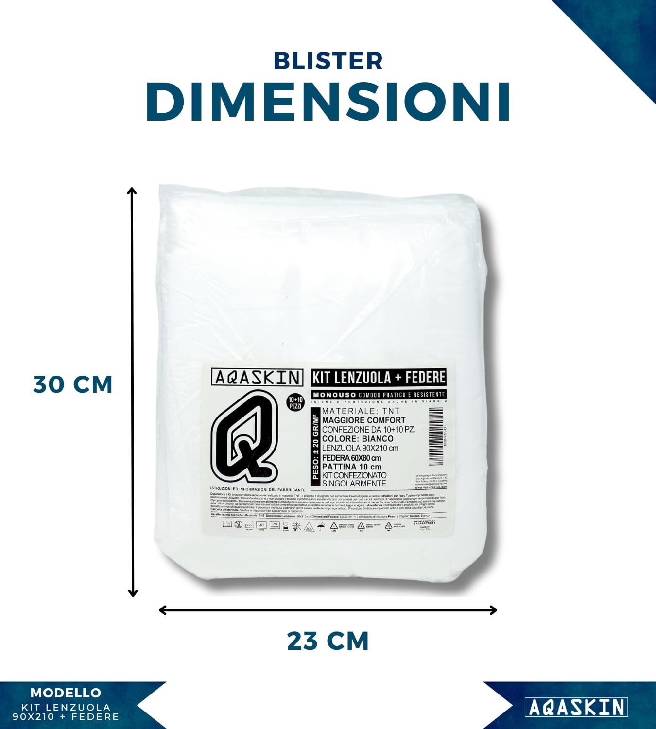 Kit [100+100pz] Lenzuola + Federe Monouso in TNT, SCONTI QUANTITÀ, IMBUSTATE SINGOLARMENTE, Lenzuolo 90x210cm, Federa 60x80cm, Monouso, Usa e Getta. (100 Lenzuola + 100 Federe)