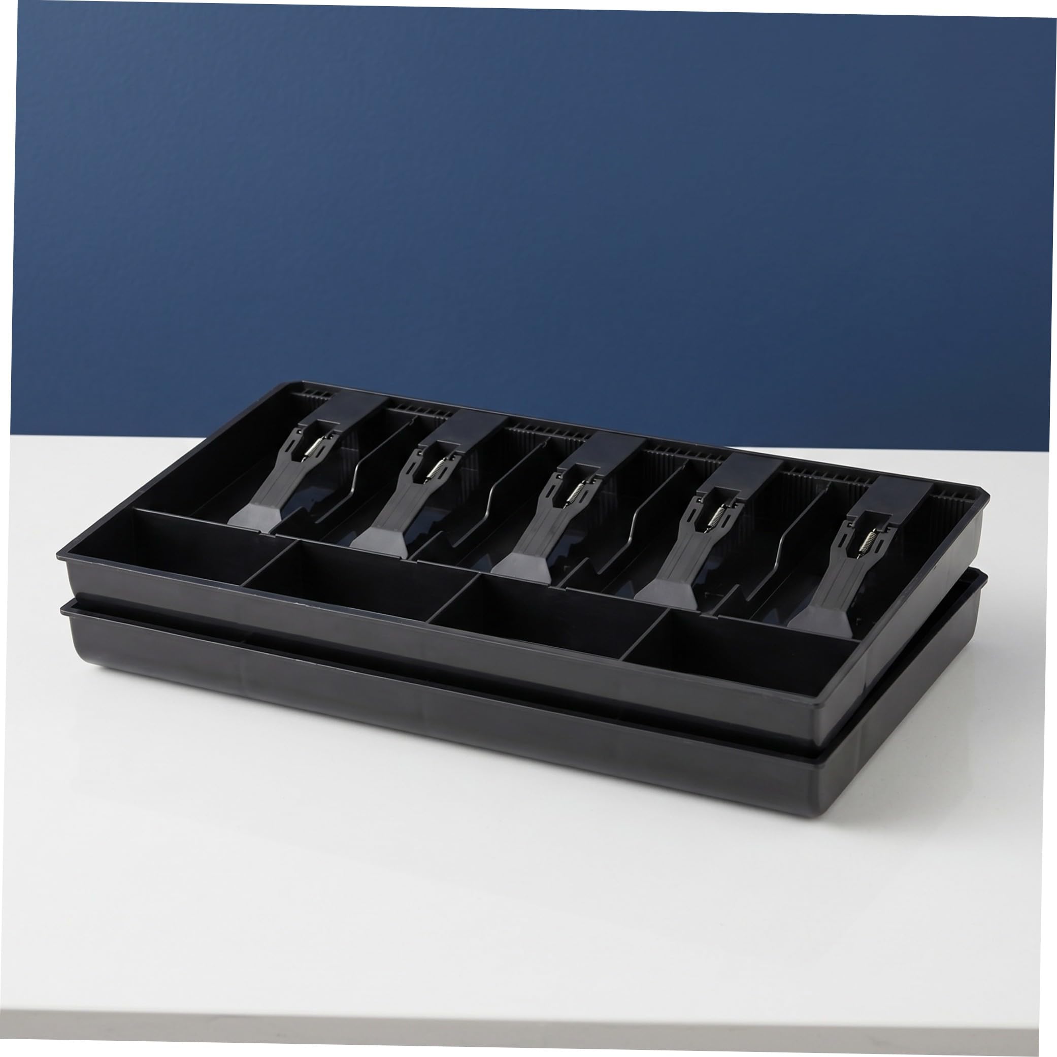 2 Pezzi Vassoio in Resistente Cassetto Porta Contanti con Scomparti per Cassa Organizzatore per Banconote e Monete per Negozi e Uffici