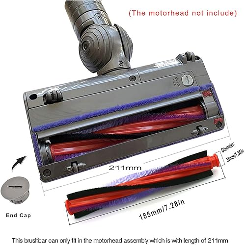 Miniatura 6 de Threeten East Rodillo de cepillo para aspiradora de 8.858in8.85 pulgadas, repuesto compatible con Dyson V6 DC59 DC62 SV03, accesorios para