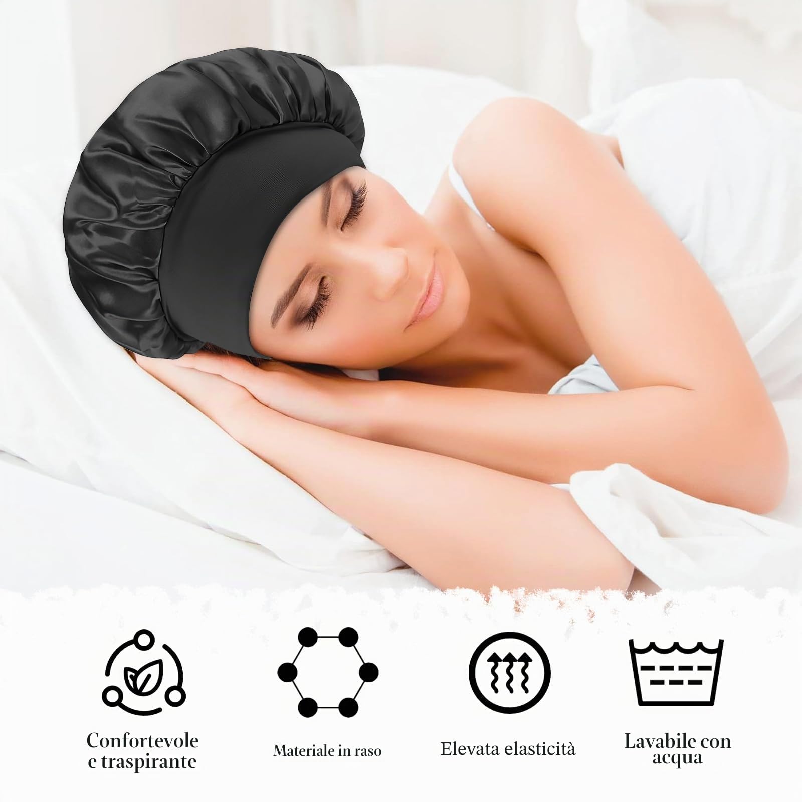 Cuffia in raso con elastici per capelli