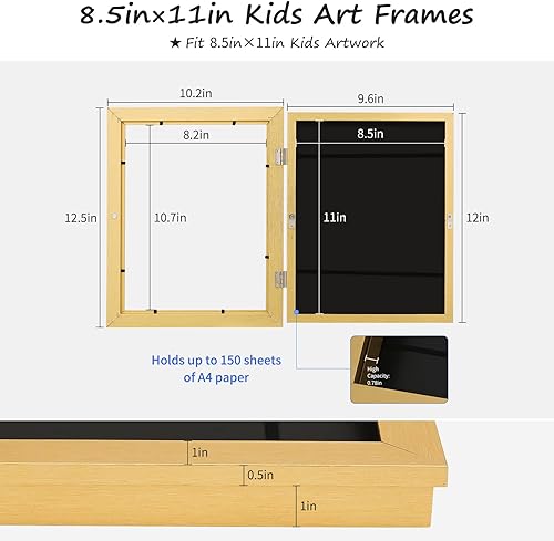 Miniatura 3 de LMZOQT Marcos de arte para niños, 8.5 x 11 pulgadas, apertura frontal, para niños, exhibición de imágenes intercambiables, ideal para almacenamiento