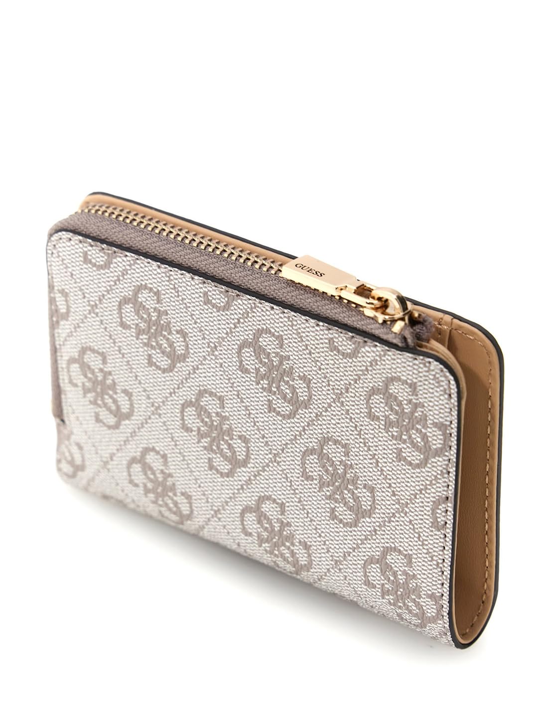 GUESS portafoglio Laurel II SLG Zip Around Card Case Dark Taupe Logo grigio talpa