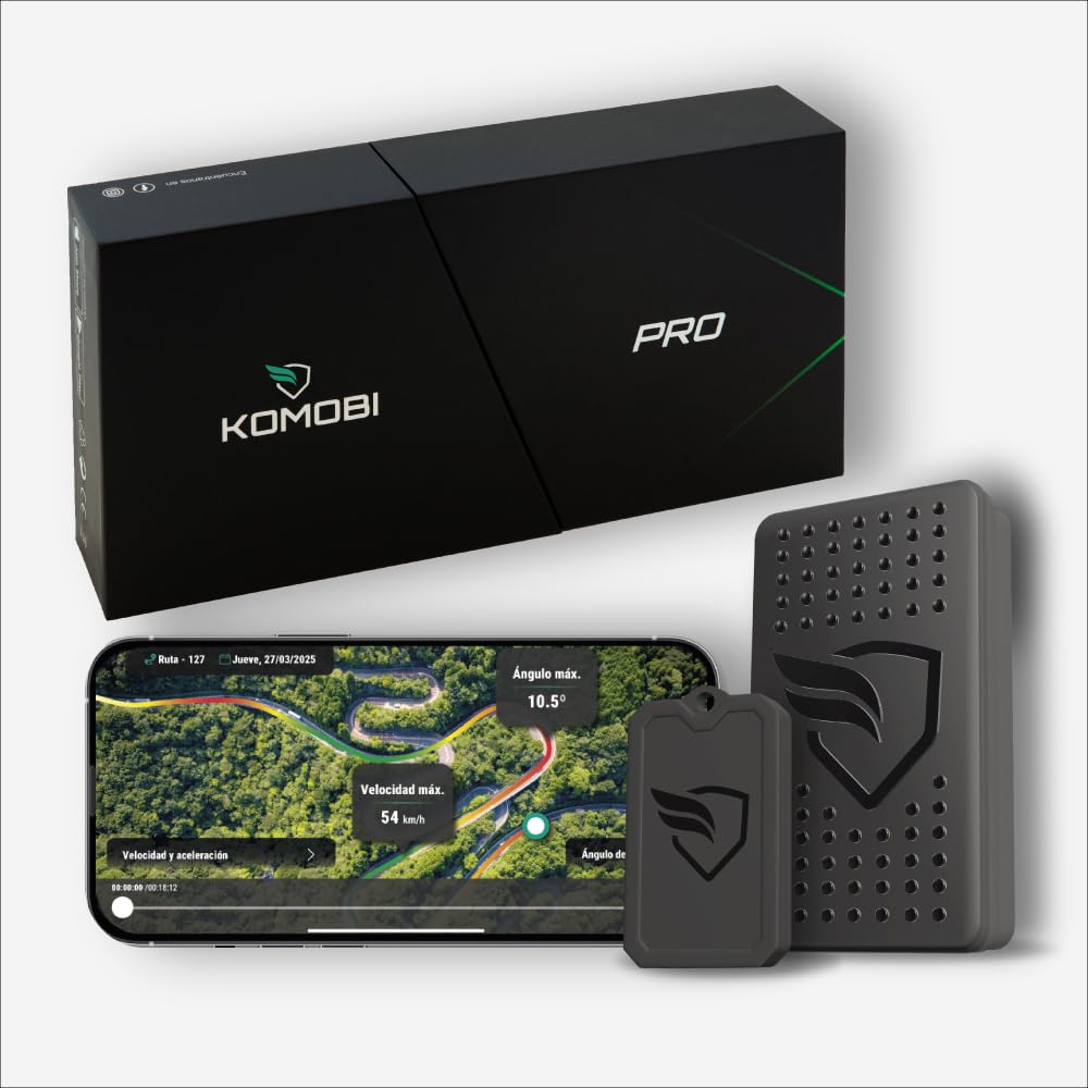 KOMOBI Pro MAX Localizador GPS para Moto con Alarma Antirrobo, Seguimiento en Tiempo Real, Detección de Accidentes y Aviso al Móvil. 3 años de suscripción