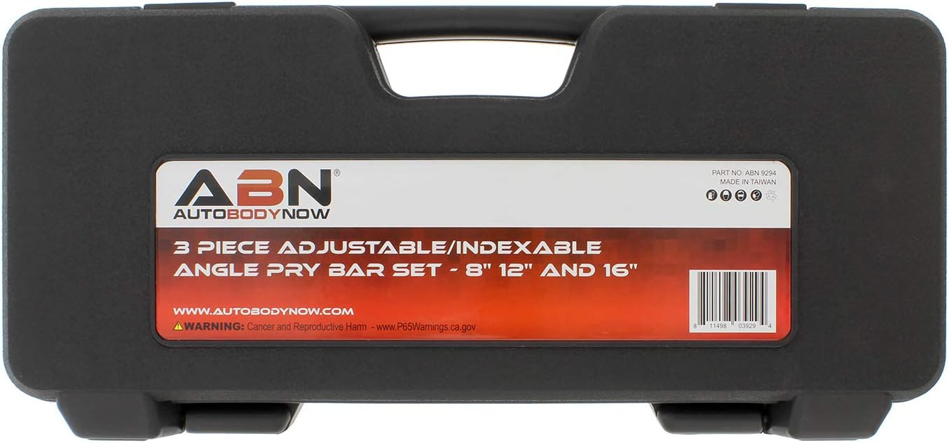 ABN Adjustable Pry Bar Set Heavy Duty 11-Point Indexing Pry Bar Set Automotive Pry Bar 3pc Kit – 8in, 12in, 16in