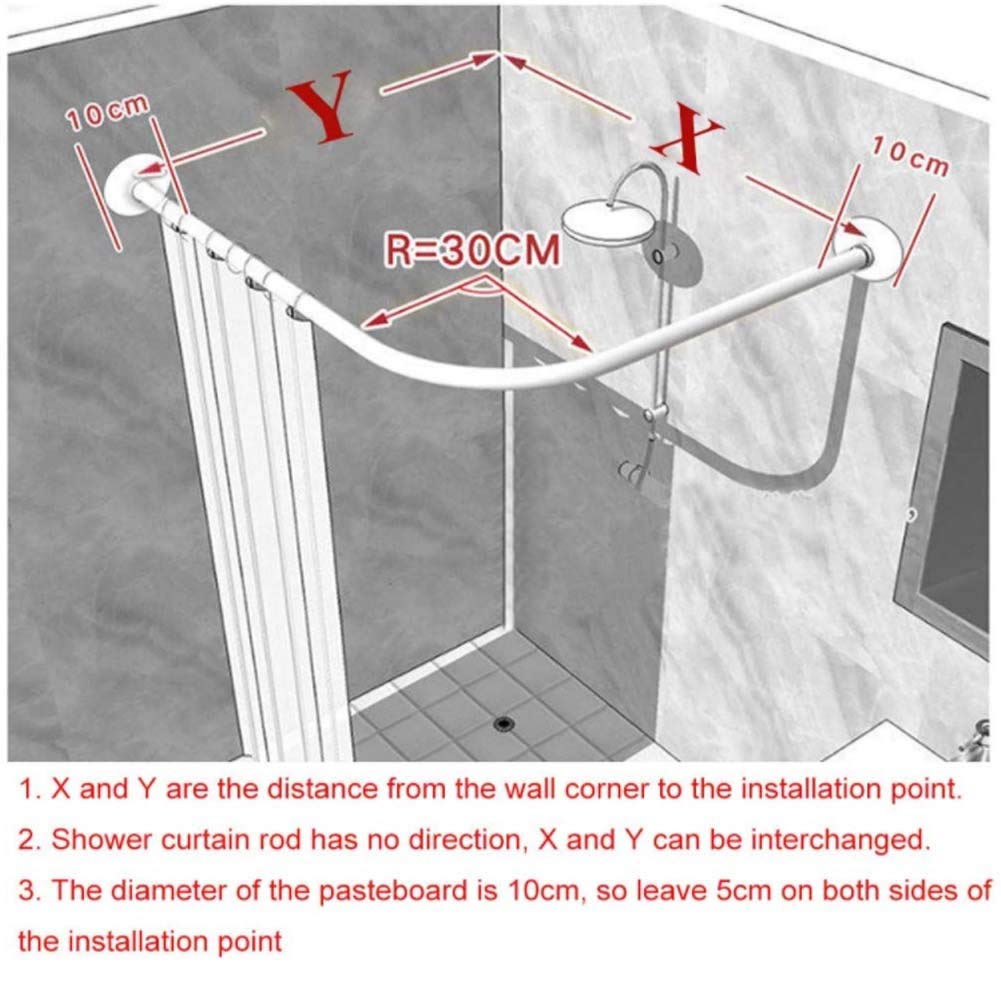 Barre de Douche Extensible et courbée à Tension, Finition Nickel brossé, en Forme de L, réglable et sans perçage, idéale pour Camping-Car, extérieur, Salle de Bain et Magasin de vêtements. D