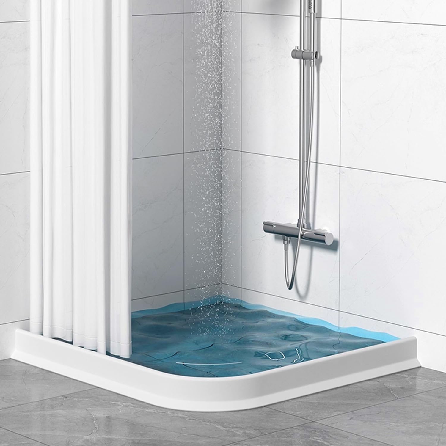 Silicone Wet Room Bathroom Floor Seal Screen Door Seal Strip Shower Dam Prevents Overflow of Water | Waterproof Self-Adhesive and Bendable Waterproof Strip for Wet and Dry Separation (40 inch)